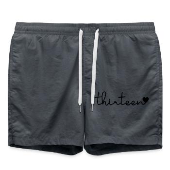 Cute 13th Birthday Gift 13 Years Old - Thirteen - Swim Trunks - anthracite - Front - AI Model Male 185 light (185cm)