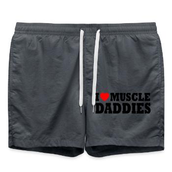 I love muscle daddies - Swim Trunks - anthracite - Front - AI Model Male 185 light (185cm)