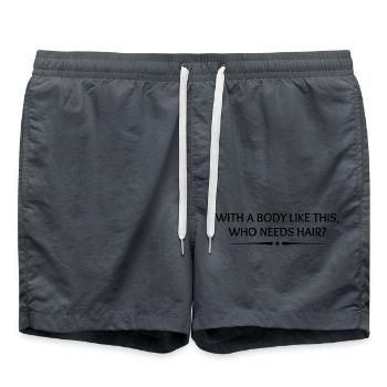 Avec un corps comme celui-ci, qui a besoin de cheveux ? - Short de bain - charbon - Devant - AI Model Male 185 light (185cm)