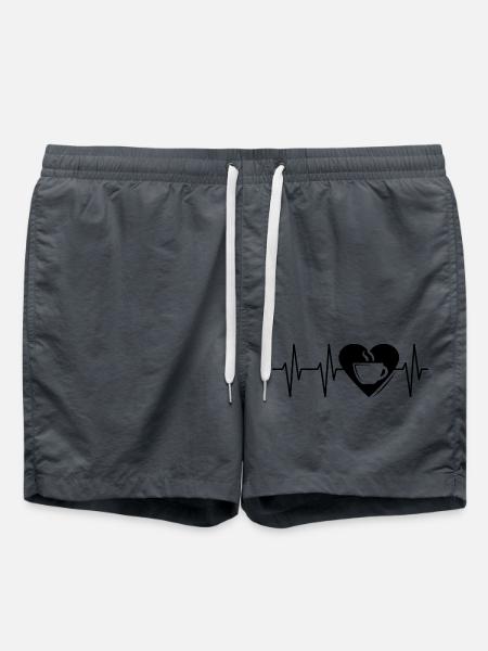 Puls Kaffee Herz Liebe Herzschlag Symbol Genuss - Badeshorts - Anthrazit