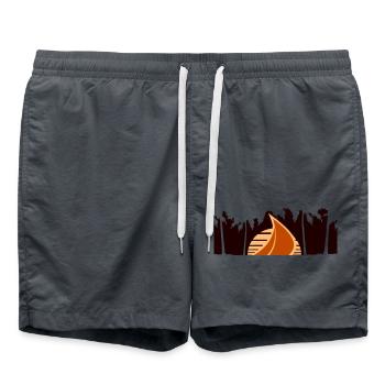 Ship Sun Palm Trees South Seas Evening Sunset - Swim Trunks - anthracite - Front - AI Model Male 185 light (185cm)