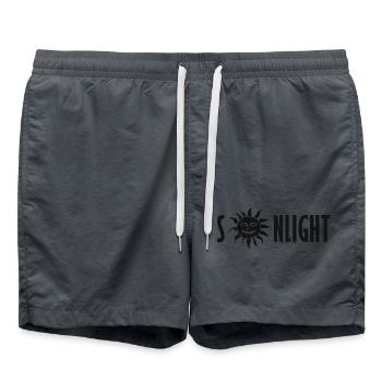 SUNLIGHT | Schrift und Logo mit glücklicher Sonne - Badeshorts - Anthrazit - Vorne - AI Model Male 185 light (185cm)