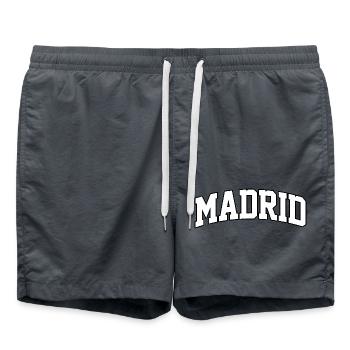 Logo Madrid : Design collégial au style espagnol - Short de bain - charbon - Devant - AI Model Male 185 light (185cm)