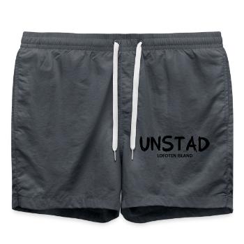 Unstad - Lofoten Island - Norway - Norge Norwegen - Swim Trunks - anthracite - Front - AI Model Male 185 light (185cm)