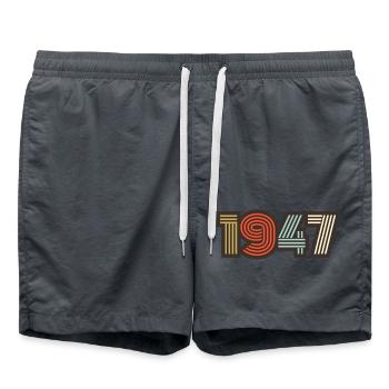 1947 Retro Jahrgang - Badeshorts - Anthrazit - Vorne - AI Model Male 185 light (185cm)