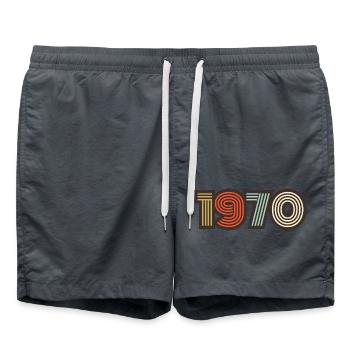 1970 Retro Jahrgang - Badeshorts - Anthrazit - Vorne - AI Model Male 185 light (185cm)