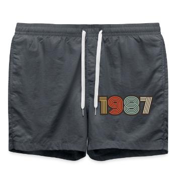 1987 rétro vintage - Short de bain - charbon - Devant - AI Model Male 185 light (185cm)
