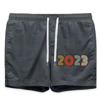 2023 Retro Jahrgang - Badeshorts - Anthrazit - Vorne - AI Model Male 185 light (185cm)