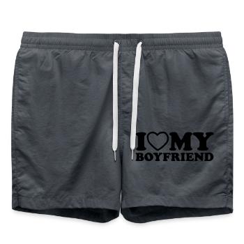 J'aime mon petit ami. - Short de bain - charbon - Devant - AI Model Male 185 light (185cm)