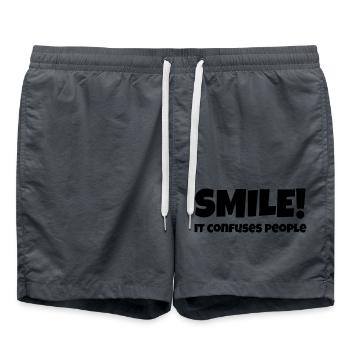 SMILE - it confuses people - Badeshorts - Anthrazit - Vorne - AI Model Male 185 light (185cm)