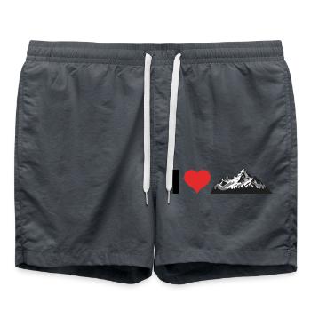 I love Mountains - Hiking Sports Design - Badeshorts - Anthrazit - Vorne - AI Model Male 185 light (185cm)