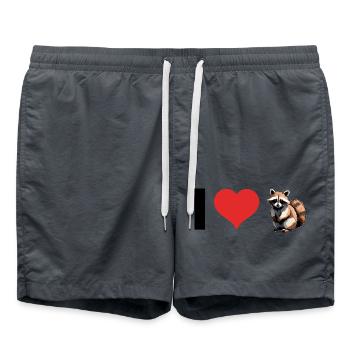 I love Raccoons - Cute Pet Sticker - Badeshorts - Anthrazit - Vorne - AI Model Male 185 light (185cm)