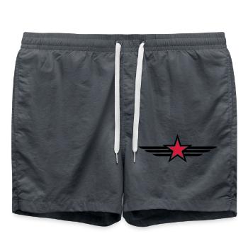 sharp red star black outline with 'wings' - Swim Trunks - anthracite - Front - AI Model Male 185 light (185cm)