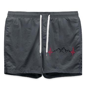 mountains frequency pulse heartbeat mountains excursion wan - Swim Trunks - anthracite - Front - AI Model Male 185 light (185cm)