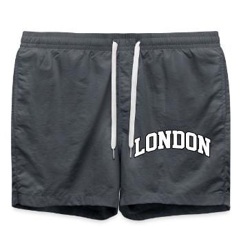 London logo: Collegiate design with British style - Swim Trunks - anthracite - Front - AI Model Male 185 light (185cm)