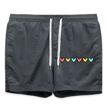 HEART. HEARTS. VALENTINE'S DAY. LOVE. LOVE. HEART - Swim Trunks - anthracite - Front - AI Model Male 185 light (185cm)