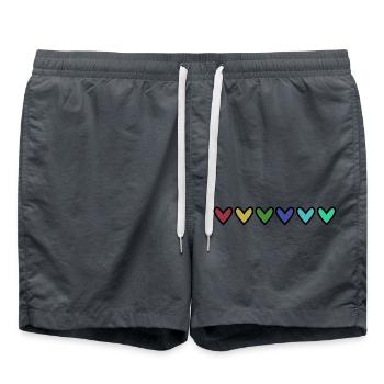 HEART. HEARTS. VALENTINE'S DAY. LOVE. LOVE. HEART - Swim Trunks - anthracite - Front - AI Model Male 185 light (185cm)