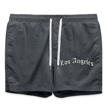 Logo Los Angeles : Design gothique au style urbain - Short de bain - charbon - Devant - AI Model Male 185 light (185cm)