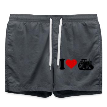 I love heart tractor - Swim Trunks - anthracite - Front - AI Model Male 185 light (185cm)
