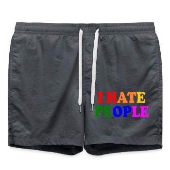 I hate people - Short de bain - charbon - Devant - AI Model Male 185 light (185cm)
