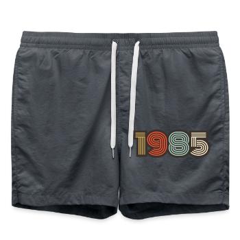 1985 Retro Vintage - Badeshorts - Anthrazit - Vorne - AI Model Male 185 light (185cm)