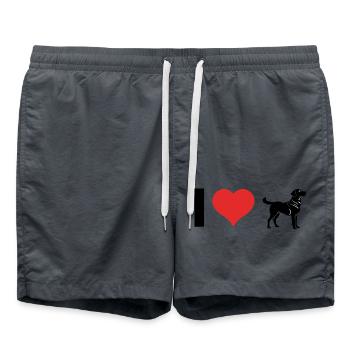 I love Dogs - Cute Pet Design - Badeshorts - Anthrazit - Vorne - AI Model Male 185 light (185cm)
