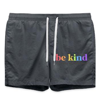 Be Kind Sei Nett Freundlich Inspiration Schulkind - Badeshorts - Anthrazit - Vorne - AI Model Male 185 light (185cm)