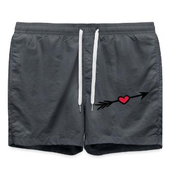 coeur flèche amour pousse arc tir tombent amoureux - Short de bain - charbon - Devant - AI Model Male 185 light (185cm)