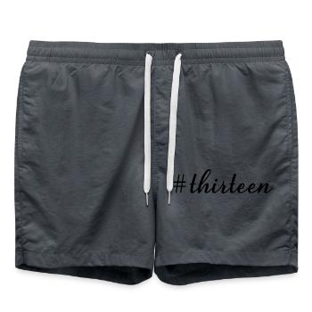 Hashtag Thirteen Cool 13 Years Old 13th Birthday - Swim Trunks - anthracite - Front - AI Model Male 185 light (185cm)