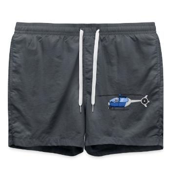 Pilot and helicopter blue and white - Swim Trunks - anthracite - Front - AI Model Male 185 light (185cm)