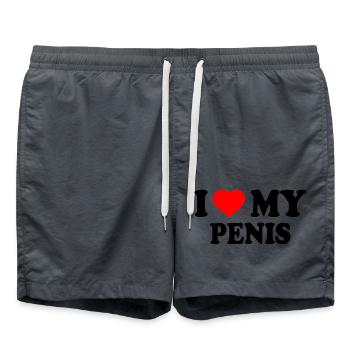 I love my penis - Swim Trunks - anthracite - Front - AI Model Male 185 light (185cm)