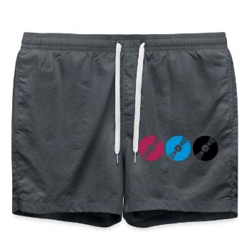 vinyle coloré série discjockey club musique amour musique - Short de bain - charbon - Devant - AI Model Male 185 light (185cm)