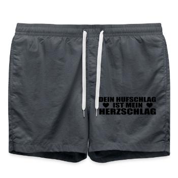 Pferde Herzschlag Reiten Hufe Hufeisen Herz Pony - Badeshorts - Anthrazit - Vorne - AI Model Male 185 light (185cm)