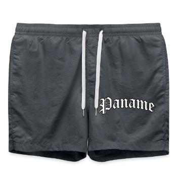 Paname-Logo: Gothic-Design mit urbanem Stil - Badeshorts - Anthrazit - Vorne - AI Model Male 185 light (185cm)