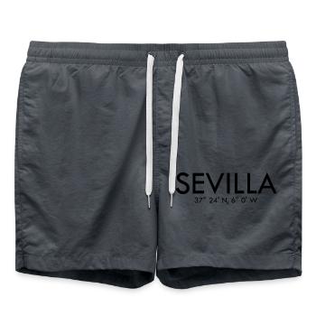 Sevilla - Spain - Coordinates Latitude Longitude - Badeshorts - Anthrazit - Vorne - AI Model Male 185 light (185cm)