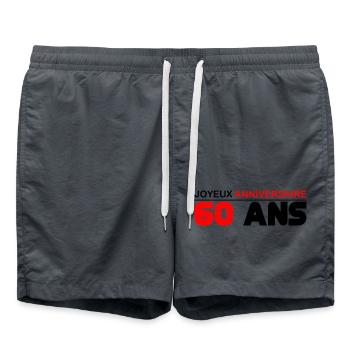 joyeux anniversaire 60 ans - Short de bain - charbon - Devant - AI Model Male 185 light (185cm)