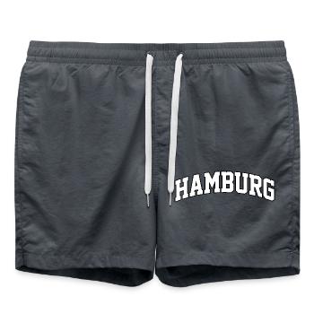 Hamburg logo: Collegiate design in maritime style - Swim Trunks - anthracite - Front - AI Model Male 185 light (185cm)