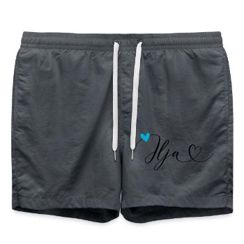 Ilja nom Prénom Calligraphie coeur - Short de bain - charbon - Devant - AI Model Male 185 light (185cm)