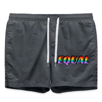 Regenbogen-Text EQUAL LGBT Pride Month - Badeshorts - Anthrazit - Vorne - AI Model Male 185 light (185cm)