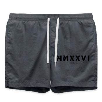 Roman numeral year of birth Made in 2026 - Swim Trunks - anthracite - Front - AI Model Male 185 light (185cm)