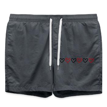 Hearts Line Icon - Swim Trunks - anthracite - Front - AI Model Male 185 light (185cm)