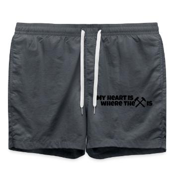 Erzgebirge heimatliebe Herz - Badeshorts - Anthrazit - Vorne - AI Model Male 185 light (185cm)