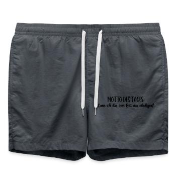 Motto "Kann ich das vom Bett aus erledigen?" - Badeshorts - Anthrazit - Vorne - AI Model Male 185 light (185cm)