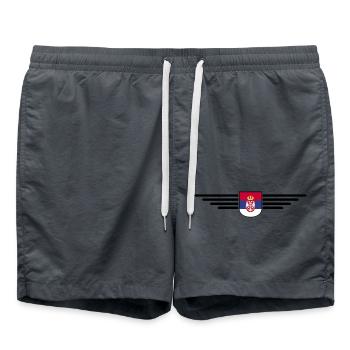 Design Serbie – Fierté et passion - Short de bain - charbon - Devant - AI Model Male 185 light (185cm)