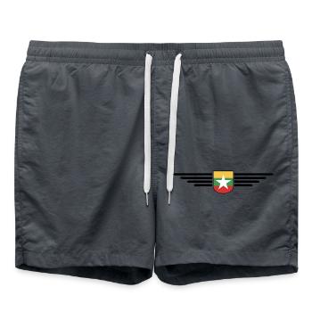 Myanmar T-Shirt – A Touch of Tradition - Swim Trunks - anthracite - Front - AI Model Male 185 light (185cm)