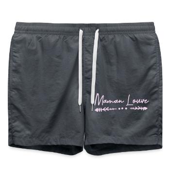 maman louve mère fille famille amour loup - Short de bain - charbon - Devant - AI Model Male 185 light (185cm)