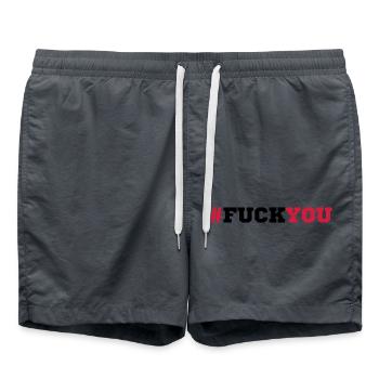 hashtag text muster symbol fuck you off logo desig - Badeshorts - Anthrazit - Vorne - AI Model Male 185 light (185cm)