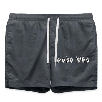 Sign Language Love You - Swim Trunks - anthracite - Front - AI Model Male 185 light (185cm)