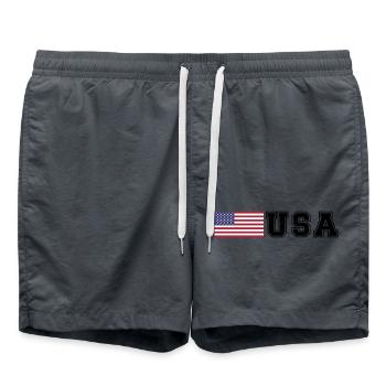 ÉQUIPE États-Unis Drapeau américain devant la police de caractères - Short de bain - charbon - Devant - AI Model Male 185 light (185cm)