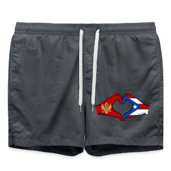 Montenegro Costa Rica Flagge Hände Herzform - Badeshorts - Anthrazit - Vorne - AI Model Male 185 light (185cm)
